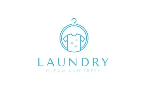 Simple laundry logo design. Combination of clothes, washing machine, and ha.. Stock Illustration