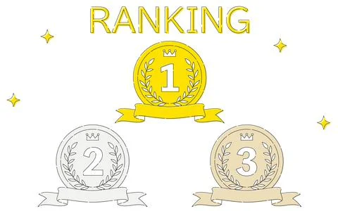 Simple laurel wreath and label coin ranking icon set, 1st-3rd place Stock Illustration