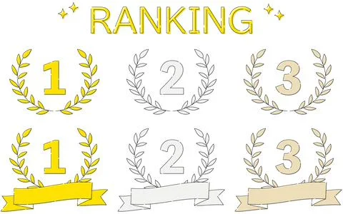 Simple laurel wreath and label ranking icon set, 1st-3rd place Stock Illustration