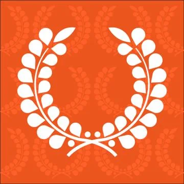 Simple laurel wreath with seamless orange background. Stock Illustration