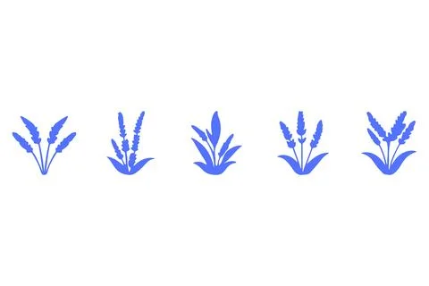 Simple lavender flower icon set Stock Illustration
