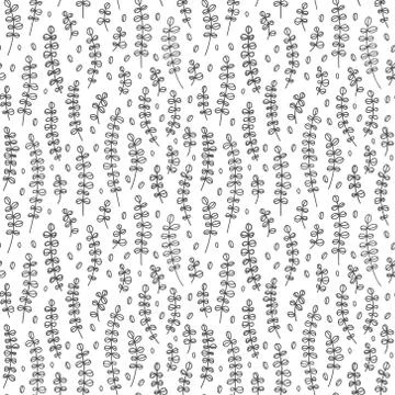 Simple lavender herb pattern, black and white Stock Illustration