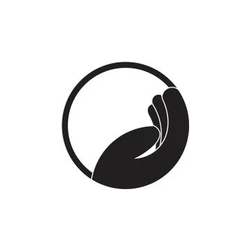 Simple lay hand circle geometric care symbol vector Stock Illustration