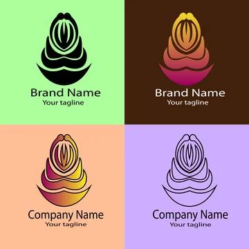Simple layered bloom symbol logo design Stock Illustration