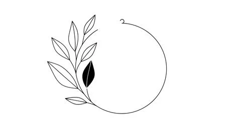 Simple leaf branch circle line art Stock Illustration