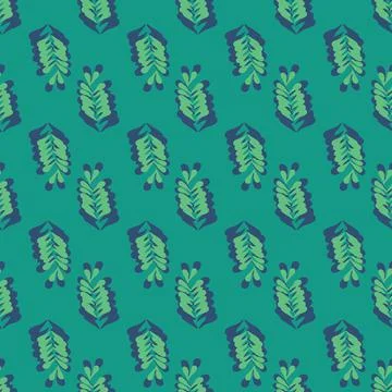 Simple leaves seamless vector pattern Stock Illustration