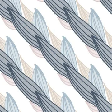 Simple leaves shape seamless pattern. Line art leaf endless ornament. Botanic Stock Illustration