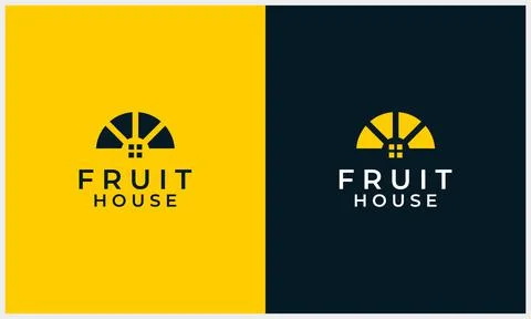 Simple lemon fruit with house or home symbol logo template Stock Illustration