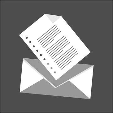 Simple letter and envelope icon and illustration Stock Illustration
