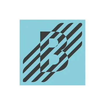 Simple Letter B Logo with Transverse Line Stock Illustration