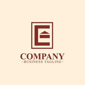 Simple letter E and house logo for architect firms Stock Illustration