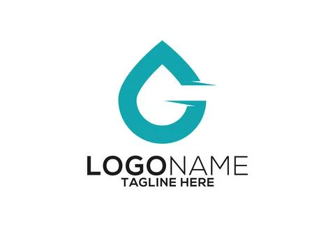 Simple Letter Initial G and C Blue Drop Logo Design	 Stock Illustration