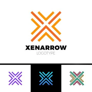 Simple Letter X logo. Arrow up line logotype Ilustração Stock