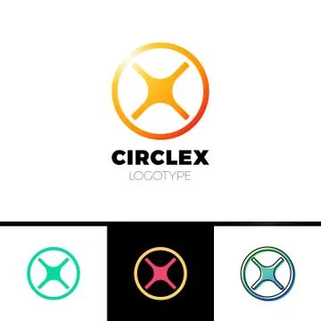 Simple Letter X logo. Circle line logotype Ilustração Stock