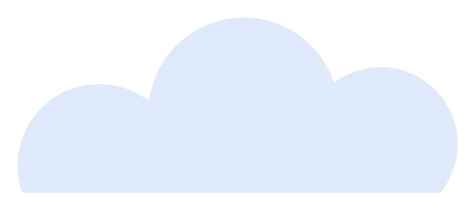 Simple Light Blue Cloud Shape with Rounded Edges on a White Background Illustrazione stock
