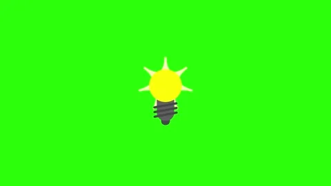 Simple Light Bulb Cartoon Animation on Green Background Stock Footage 285537962
