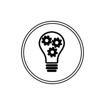 Simple light bulb conceptual icon with gears inside. Vector illustration Stock Illustration