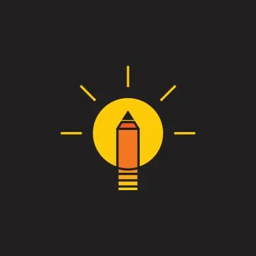 Simple light bulb pencil logo vector Stock Illustration
