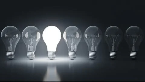 Simple light bulbs. 3d rendering Stock Illustration