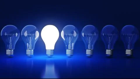 Simple light bulbs. 3d rendering Stock Illustration