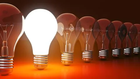 Simple light bulbs. 3d rendering Stock Illustration