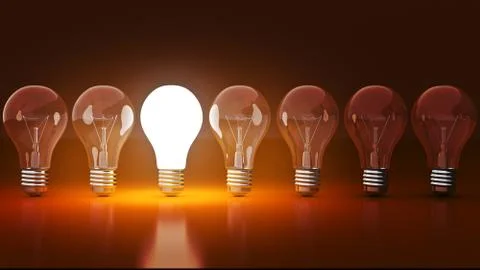 Simple light bulbs. 3d rendering Stock Illustration