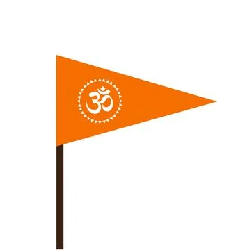 Simple light orange triangular "Ohm" flag on a pole Stock Illustration