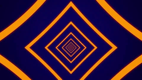 Simple light tunnel with orange rectangle elements on a dark blue background Stock Footage 145657939