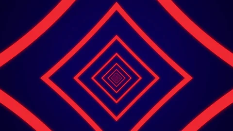 Simple light tunnel with red square elements on a dark blue background Stock Footage 144881135