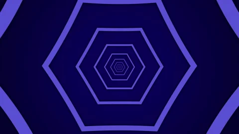 Simple light violet hexagonal elements tunnel on a dark background Stock Footage 145686172