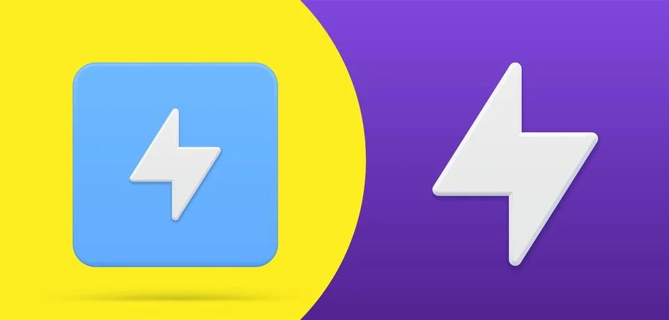 Simple lightning 3d icon button set vector illustration. Abstract arrow symbo 스톡 일러스트