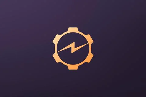 Simple lightning engine gear logo in luxury modern style and gold color Stock Illustration