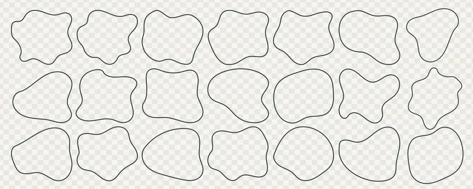 Simple line amoeba frame or circle outline border vector illustration set Stock Illustration