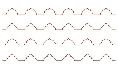 Simple line arabic border. Ramadan kareem arabian outline vector divider, roof Stock Illustration