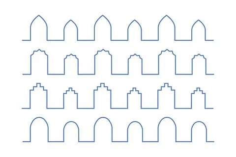 Simple line arabic border. Ramadan kareem arabian vector divider for banner Stock Illustration