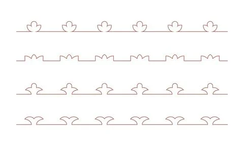 Simple line arabic seamless flower border. Ramadan kareem arabian vector divider Stock Illustration