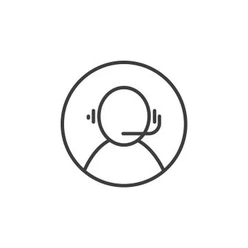 Simple line art admin icon in a round frame Stock Illustration
