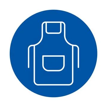 Simple Line Art Apron Icon on Blue Circle Background for Cooking Design Stock Illustration