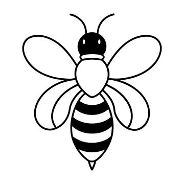 Simple line art of a bee on a white background illustration Stock Illustration