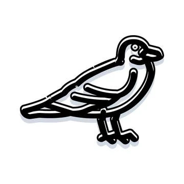 Simple line art bird icon on white background Stock Illustration