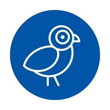 Simple Line Art Bird Icon on a Blue Background for Graphic Design Use Stock Illustration