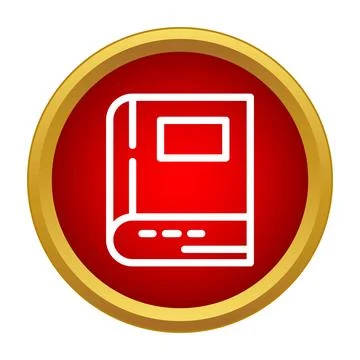 Simple line art book icon in red gold circle Stock Illustration