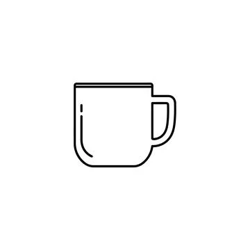 Simple line art coffee mug icon on white background with the design is simple Stock Illustration