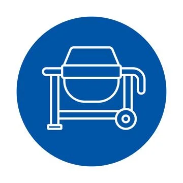 Simple Line Art of Construction Cement Mixer on Blue Background Illustrazione stock