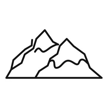 Simple line art depicting two snowcapped mountains Stock Illustration