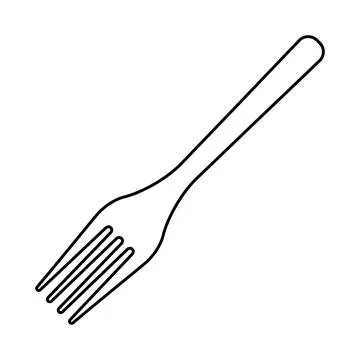 Simple line art drawing fork, outline fork for food Stock Illustration