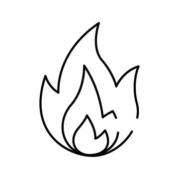 Simple line art drawing representing fire flame icon Stock Illustration