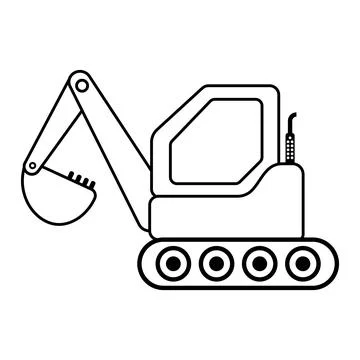 Simple Line Art Excavator Vector Illustration Stock Illustration