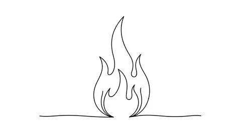 Simple line art flame icon Stock Illustration