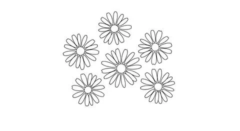 Simple line art flowers Stock Illustration